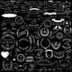 Collection of handdrawn decorative design elements