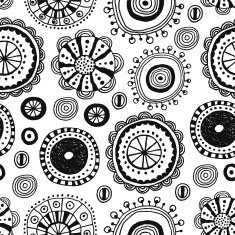 Seamless pattern of decorative design elements hand drawn