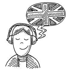 Language Learning Headphones Drawing