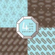 set of patterns plant line art