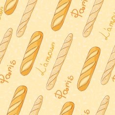 Bakery seamless pattern with baguette