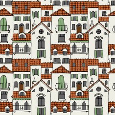 Seamless pattern of old houses