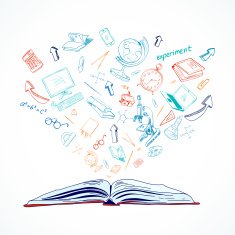 Open book education concept doodle
