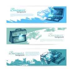 Banner set of hand drawn business backgrounds N3