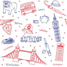 British symbols and icons seamless pattern