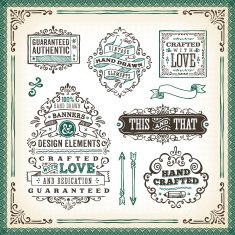 Hand Drawn Vintage Label Set N3