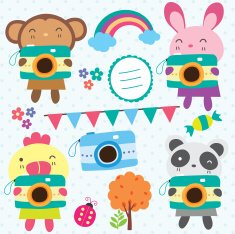 animals camera clip art(monkey rabbit rooster panda More are available ) N2