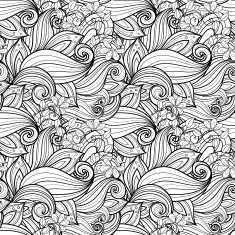 Seamless Monochrome Floral Pattern (Vector) N30