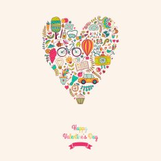 Vector doodles heart valentine's day card Kids travel enjoy N2