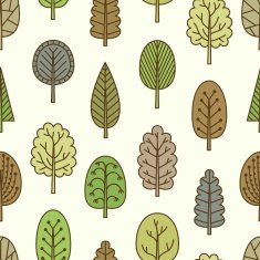 Seamless pattern with hand-drawn trees N2