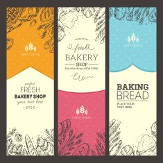 Set of sketched bakery frames Bread collection Vector illustration
