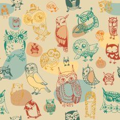 Owl seamless pattern on light background N4