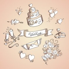 Sketch of wedding design elements N2
