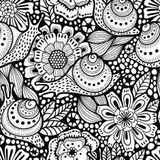 Abstract seamless floral pattern with snails