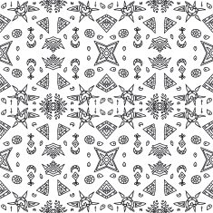 Ethnic monochrome seamless pattern Hand-drawn background template N19