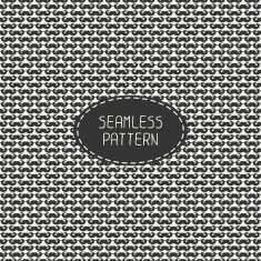 Vector hand drawn seamless fashion retro pattern with curly mustache
