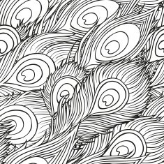 pattern with hand-drawn peacock feathers N2