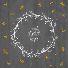 Valentine's day greeting card with lettering wreath