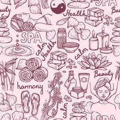 Spa sketch seamless pattern
