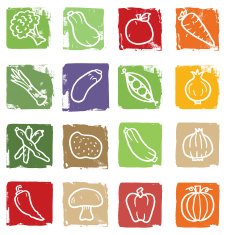 Vegetable doodle icon blocks