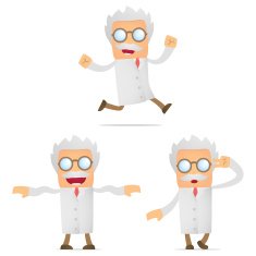 Set Of Funny Cartoon Scientist N2