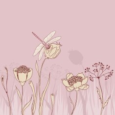 wild flowers and dragonfly