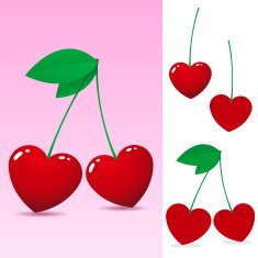 Red heart cherry - vector