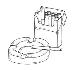 cigarettes pack and ashtray