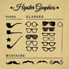 Hipster graphic set on the vintage background N4