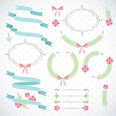 Set of retro ribbons and frames N7