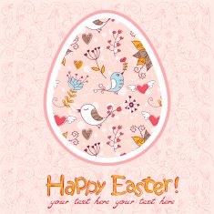Easter egg cute floral card N3