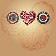 Bright love card on three circles background
