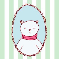 Illustration with bear portrait in frame pastel colors N2