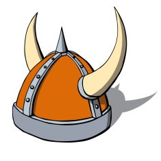 Cartoon viking helmet with horns Vector illustration