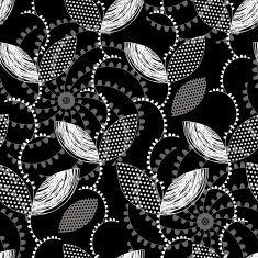 Floral monochrome seamless pattern