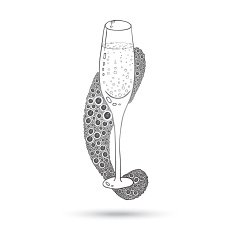 Wine Glass With The Doodle Circular Pattern Grunge Background N3