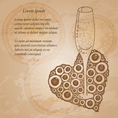 Wine Glass With The Doodle Circular Pattern Grunge Background N4