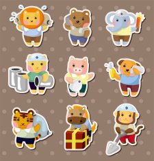 animal worker stickers N2