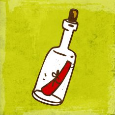 Message in a Bottle on Grunge Background