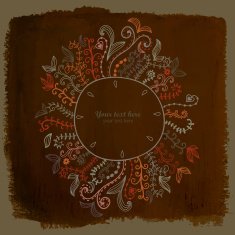 Doodles floral frame on grunge paper N7