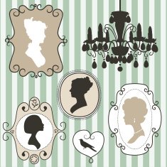 vintage frames with ladies silhouettes N4