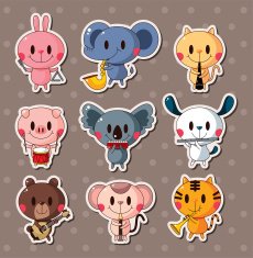 animal play music stickers N7