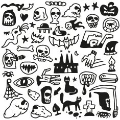 Halloween evil monsters - doodles set N3