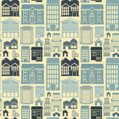 Vector seamless pattern with houses and buildings