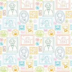 Family framed pictures seamless pattern background
