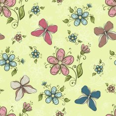 Cute seamless floral pattern with butterflies N3