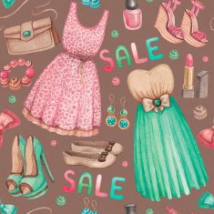 Watercolor illustrations of dresses and accessories N2