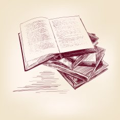 vintage old books hand drawn