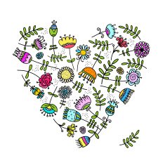 Sketch of floral heart for your design