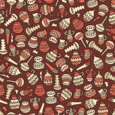 Ansient jugs and vases seamless pattern